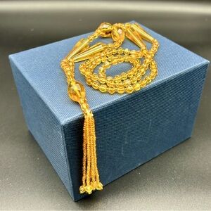 Estate Art Deco Glass Bead Tassle Necklace - 18”